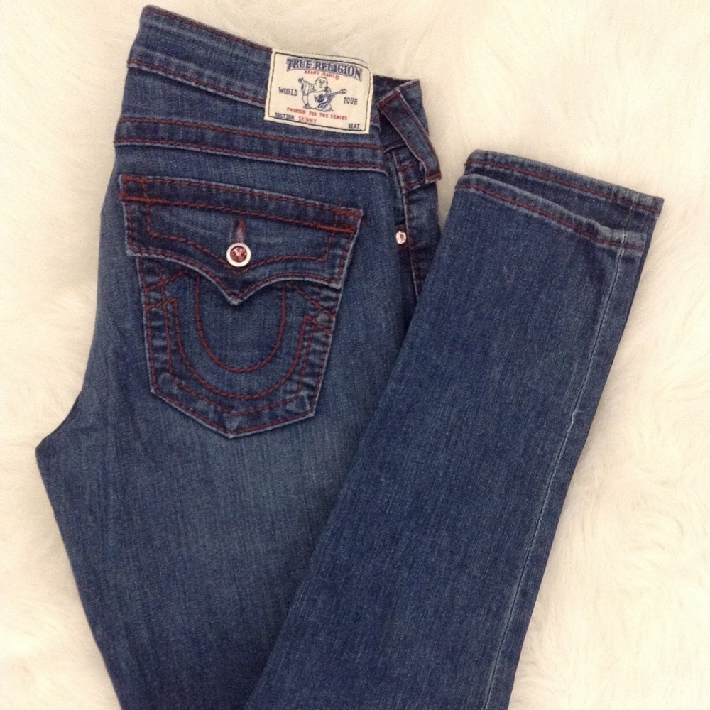 TRUE RELIGION SWAROVSKI CRYSTALS SKINNY JEANS